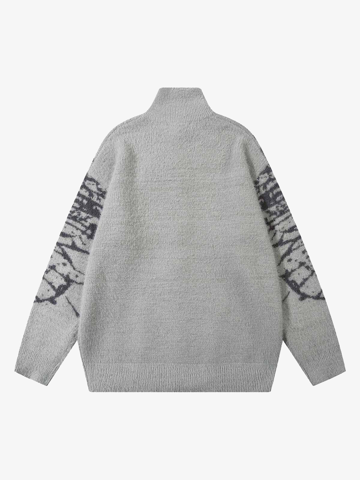 Theprecipice Butterfly Jacquard  Knit Mock Neck Sweater