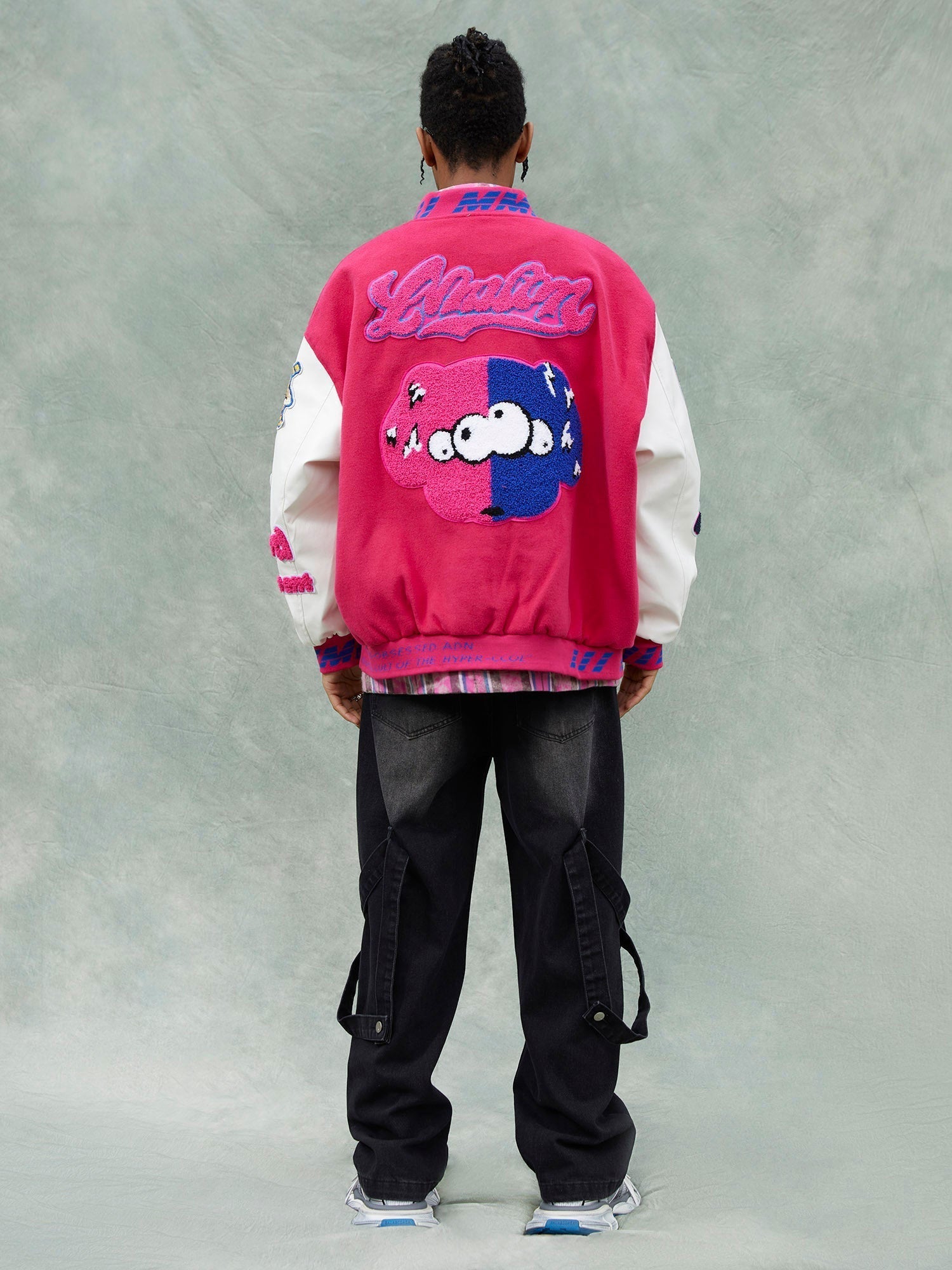 Theprecipice Pink Terry Patch Embroidered Hip Hop Baseball Jersey - 1965