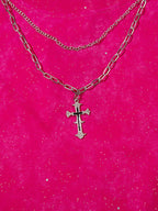 Retro Rhinestone Cross Chain Vest