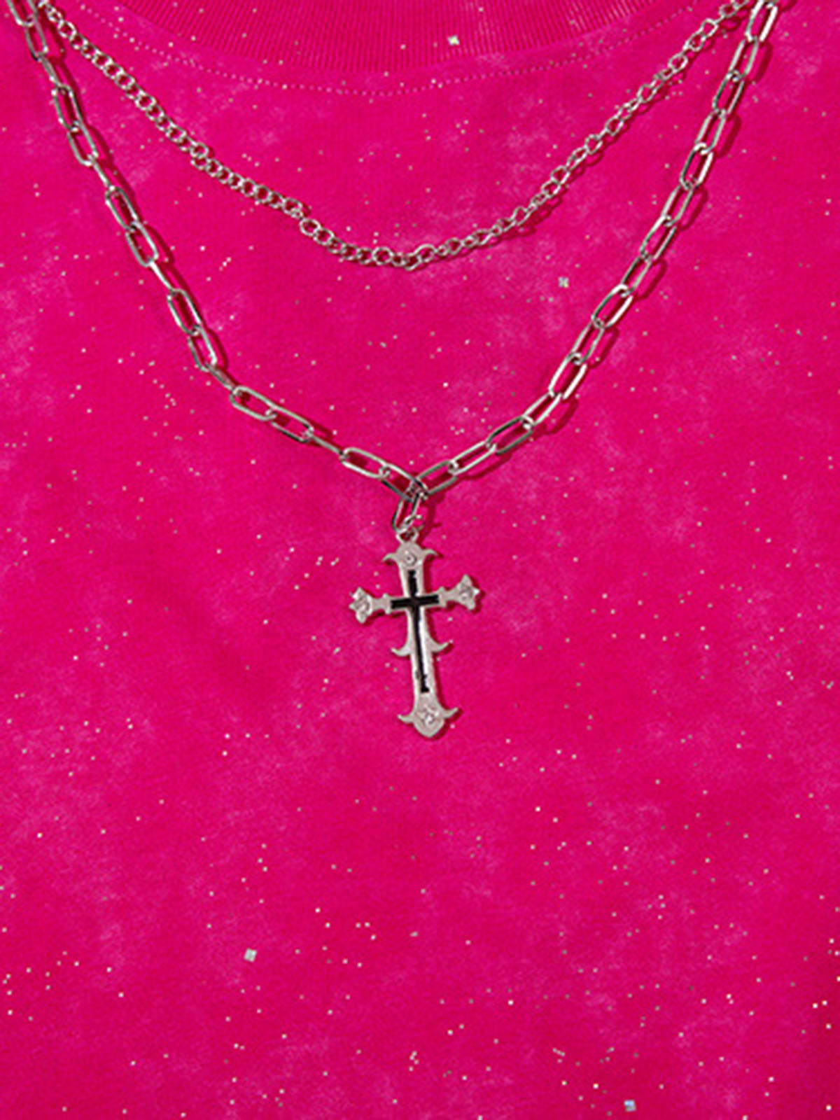 Retro Rhinestone Cross Chain Vest