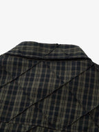 Heavy Plaid Pleated Striped Faux Two-Piece Polo Shirt