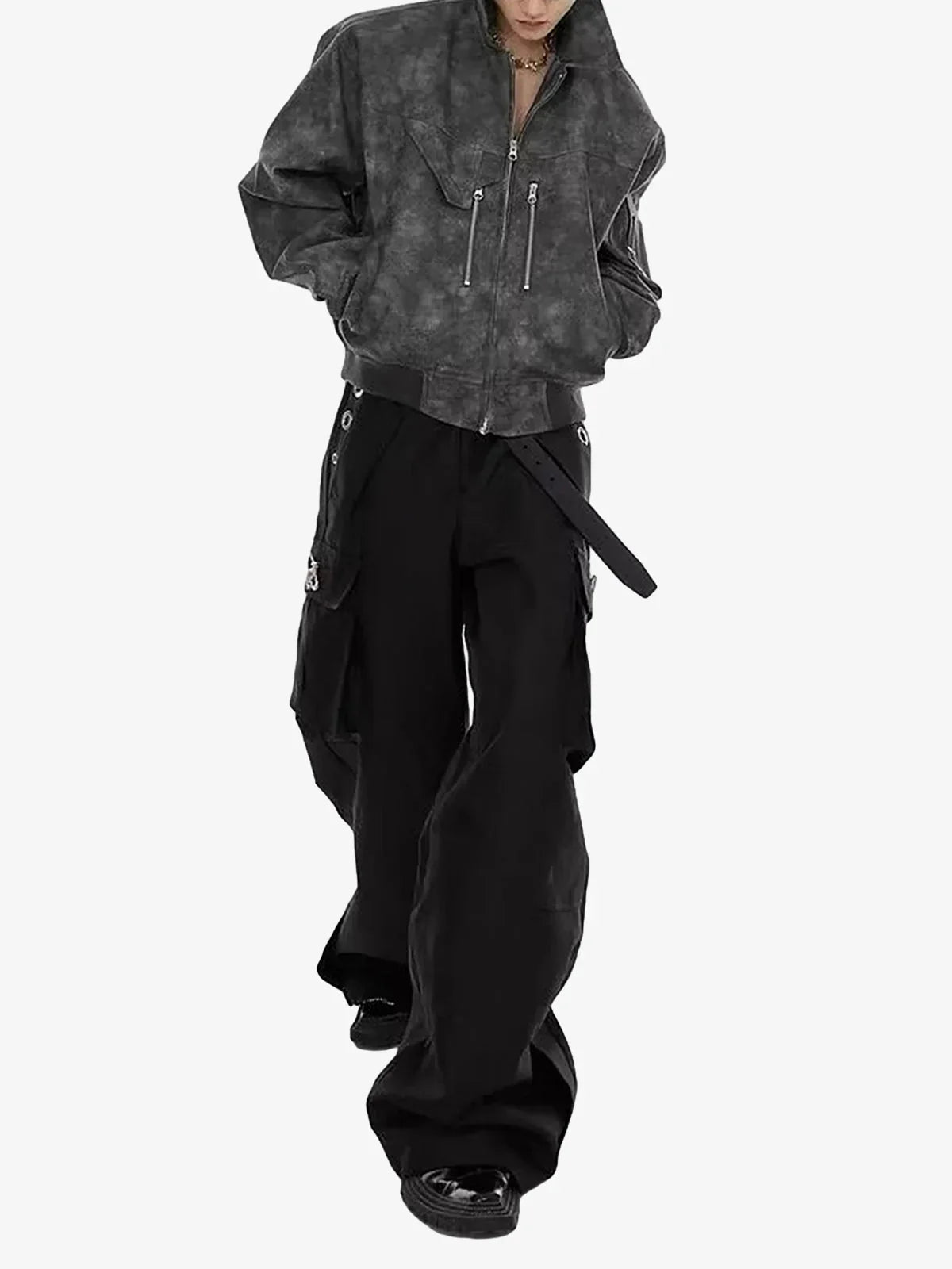 Theprecipice Vintage Motorcycle Suede Street Rap Jacket - 2232