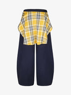 Plaid Belt Barrel Pants