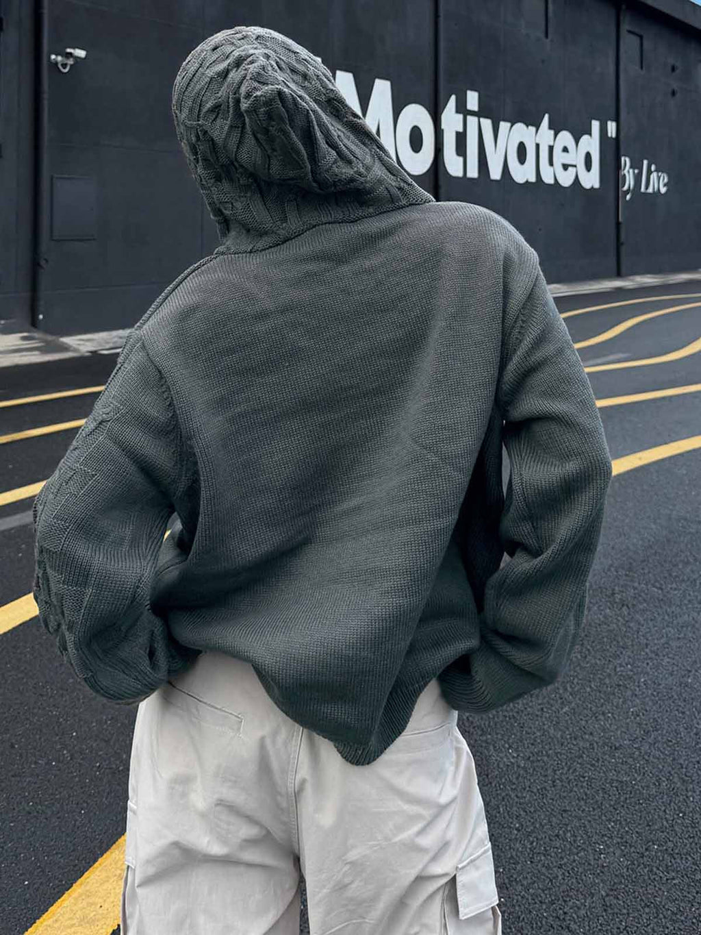 Asymmetric Irregular Knitted Sweater Hoodie
