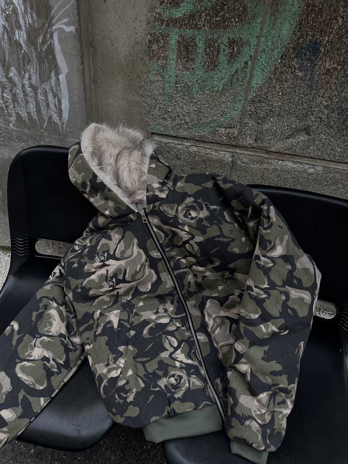 Theprecipice Camouflage Fur Hooded Jacket - 2353