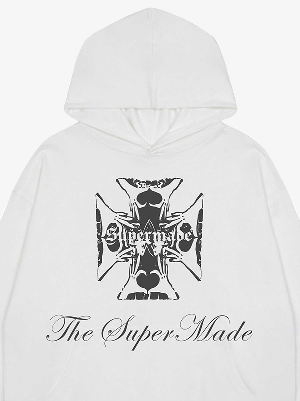 Street Cross Letters Print Hoodie