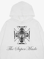 Street Cross Letters Print Hoodie