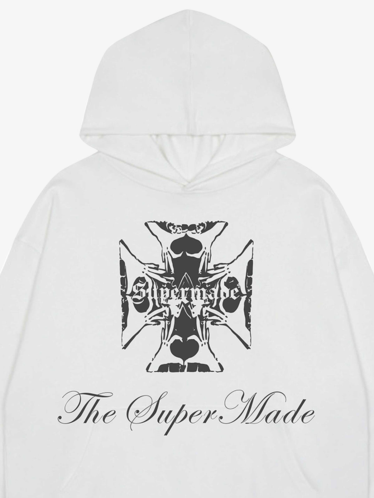 Street Cross Letters Print Hoodie