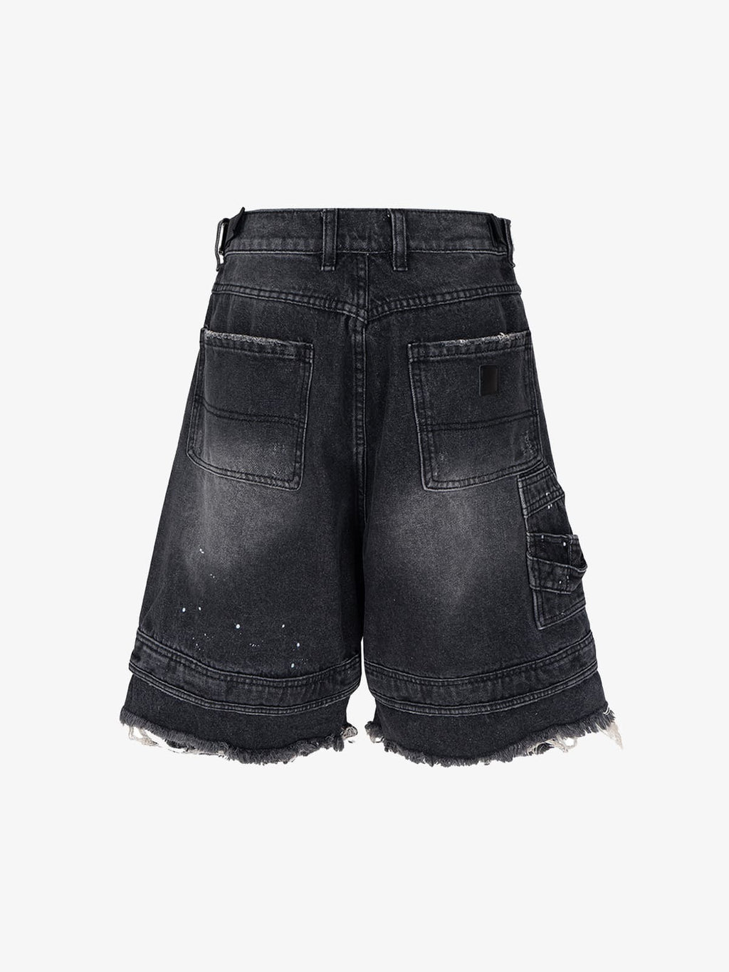 Ripped Washed Tassel Cargo Denim Shorts