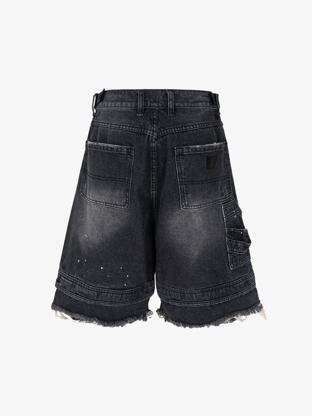 Ripped Washed Tassel Cargo Denim Shorts