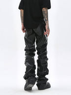 Theprecipice Punk Style Pleated Leather Pants - 2195