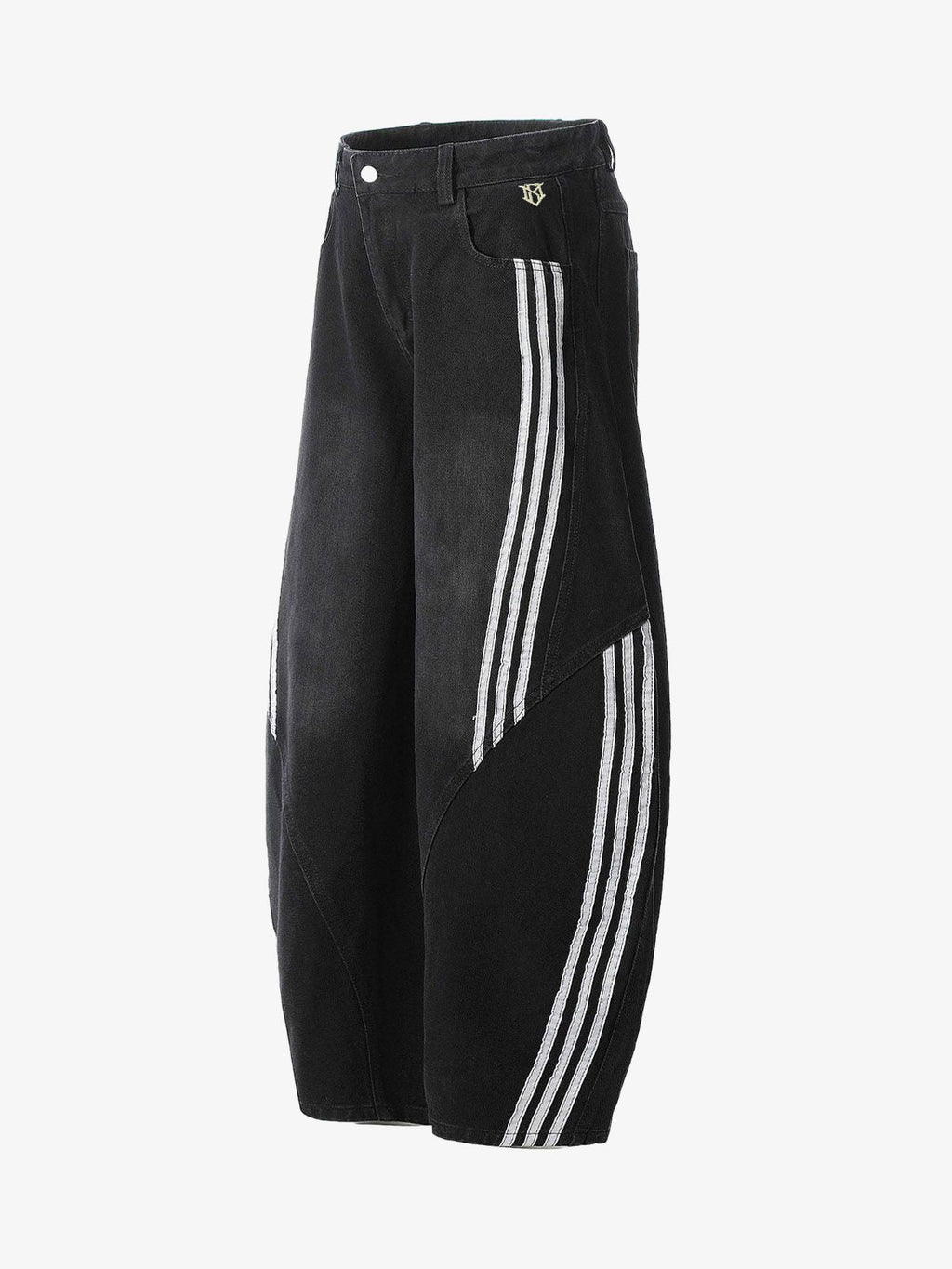 Denim Contrast Striped Stitching Barrel Jeans - 2504
