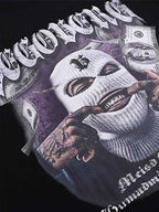 Theprecipice Masked Gangster Portrait Printed T-Shirt-1533