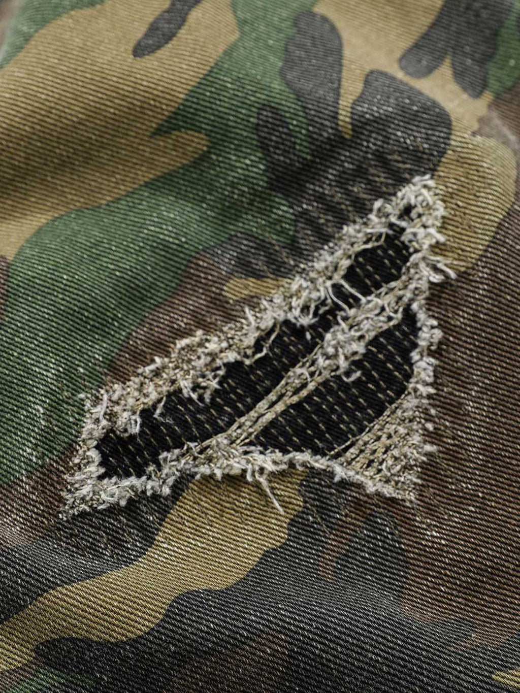 Woven Ripped Camouflage Cargo Baggy Pants - 2410