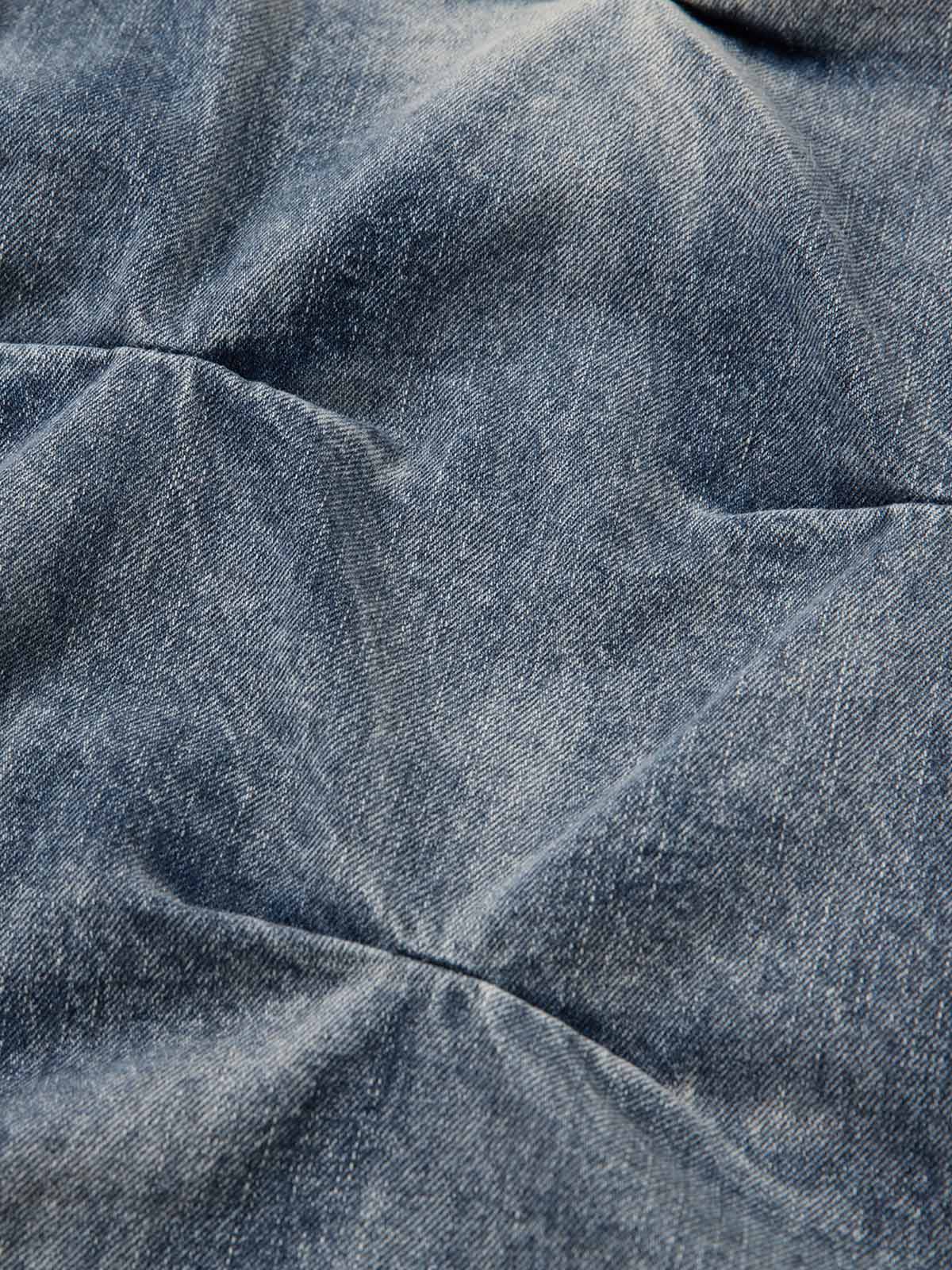 Distressed Washed Pleated Jeans