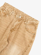 Vintage Washed Distressed Straight Jeans