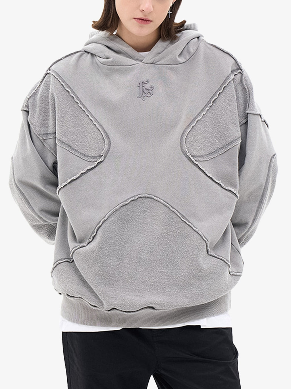 Theprecipice Washed Splicing Hoodie - 1985