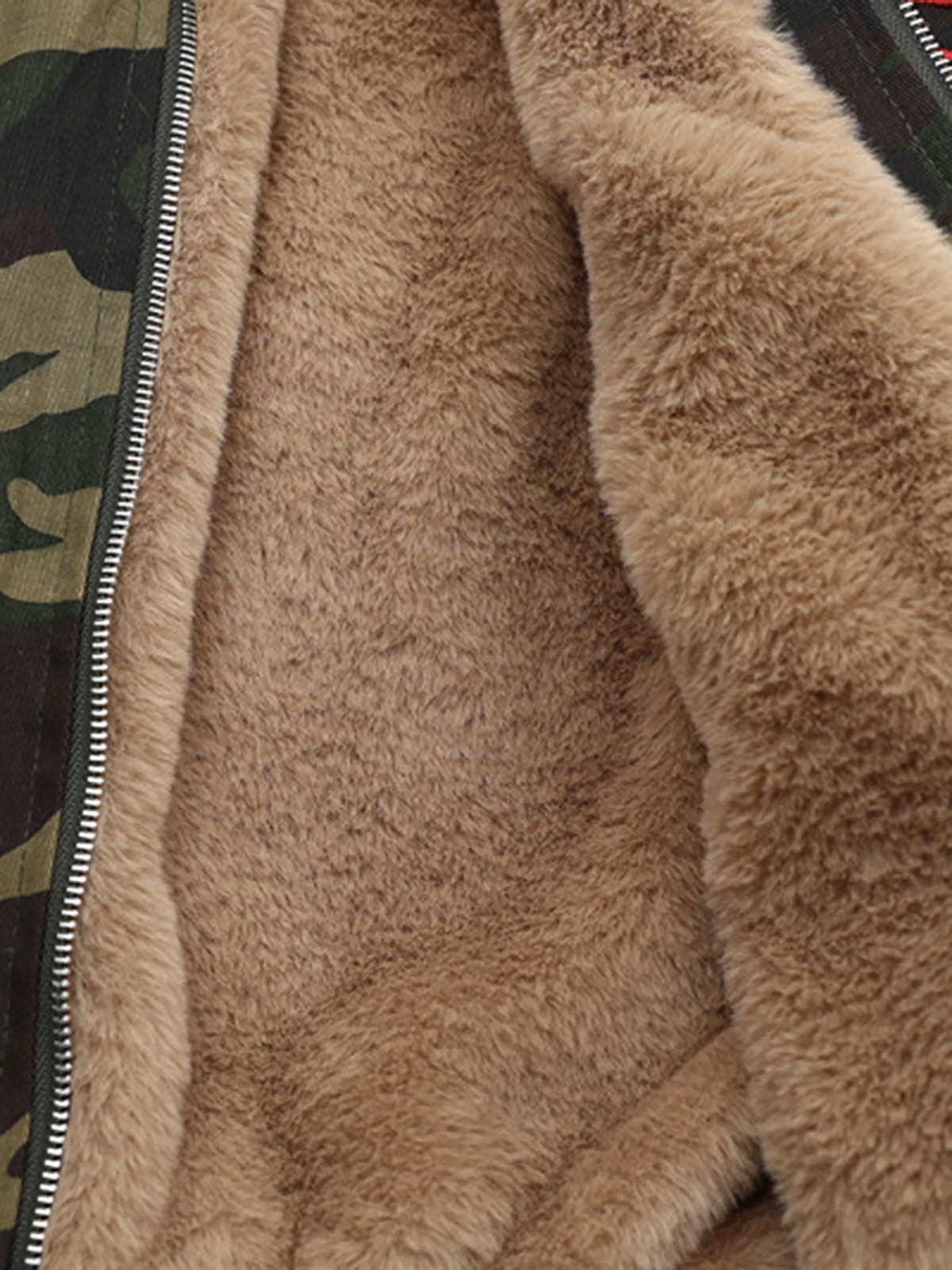 Embroidered Detachable Fur Hooded Jacket - 2546