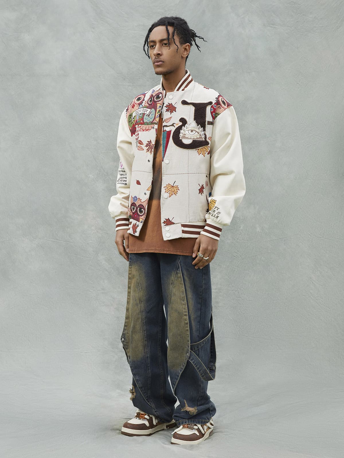 Theprecipice Owl Patch Embroidered Baseball Jersey - 2472
