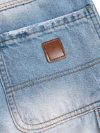 Ripped Washed Tassel Cargo Denim Shorts