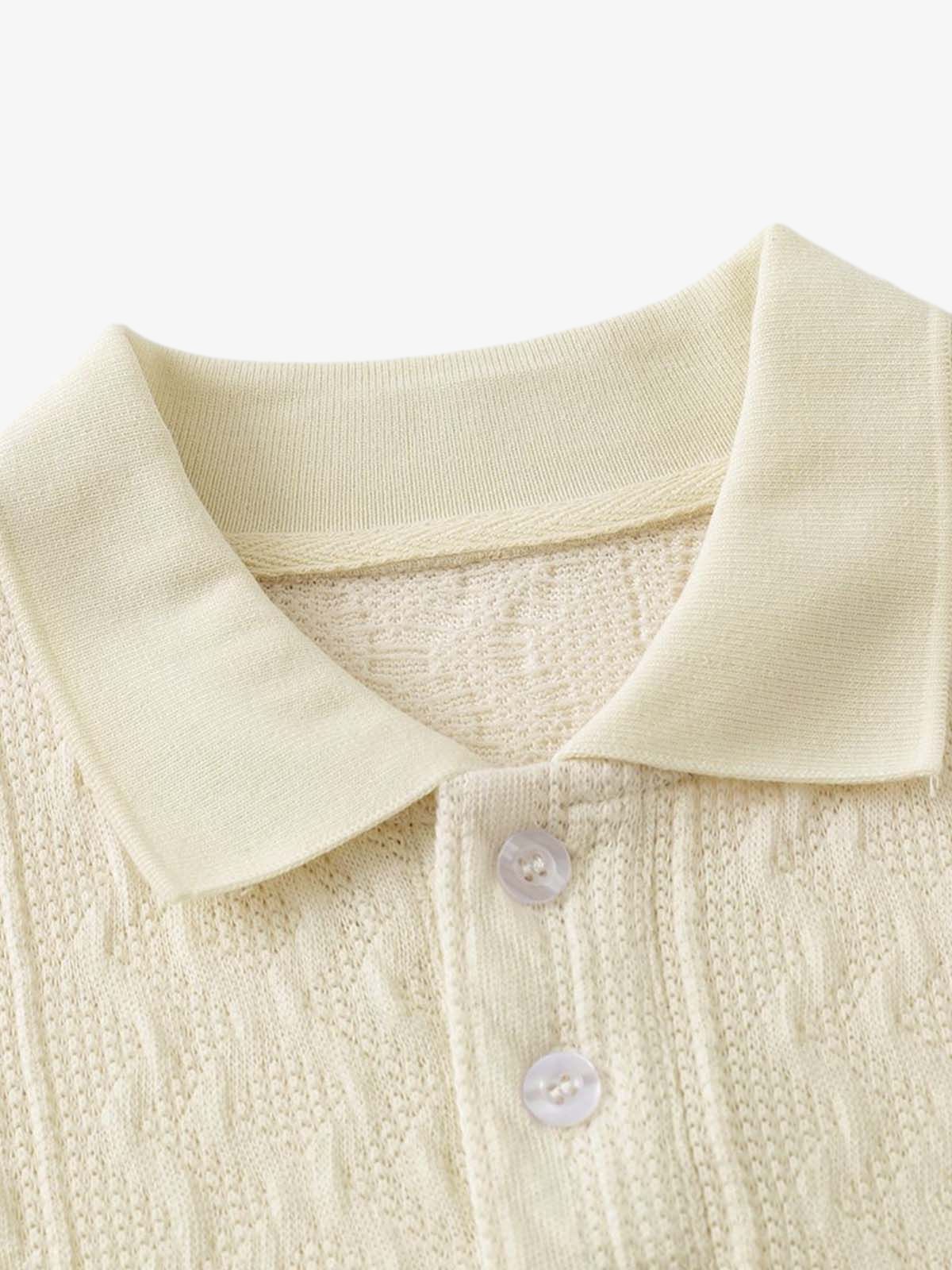 Vintage Print Lapel Short Sleeve Polo Shirt
