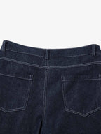 Deconstructed Contrast Stitching Pleated Baggy Barrel Jeans - 2343
