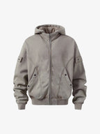 Wasteland Style Washed Zipper Up Sweatshirt