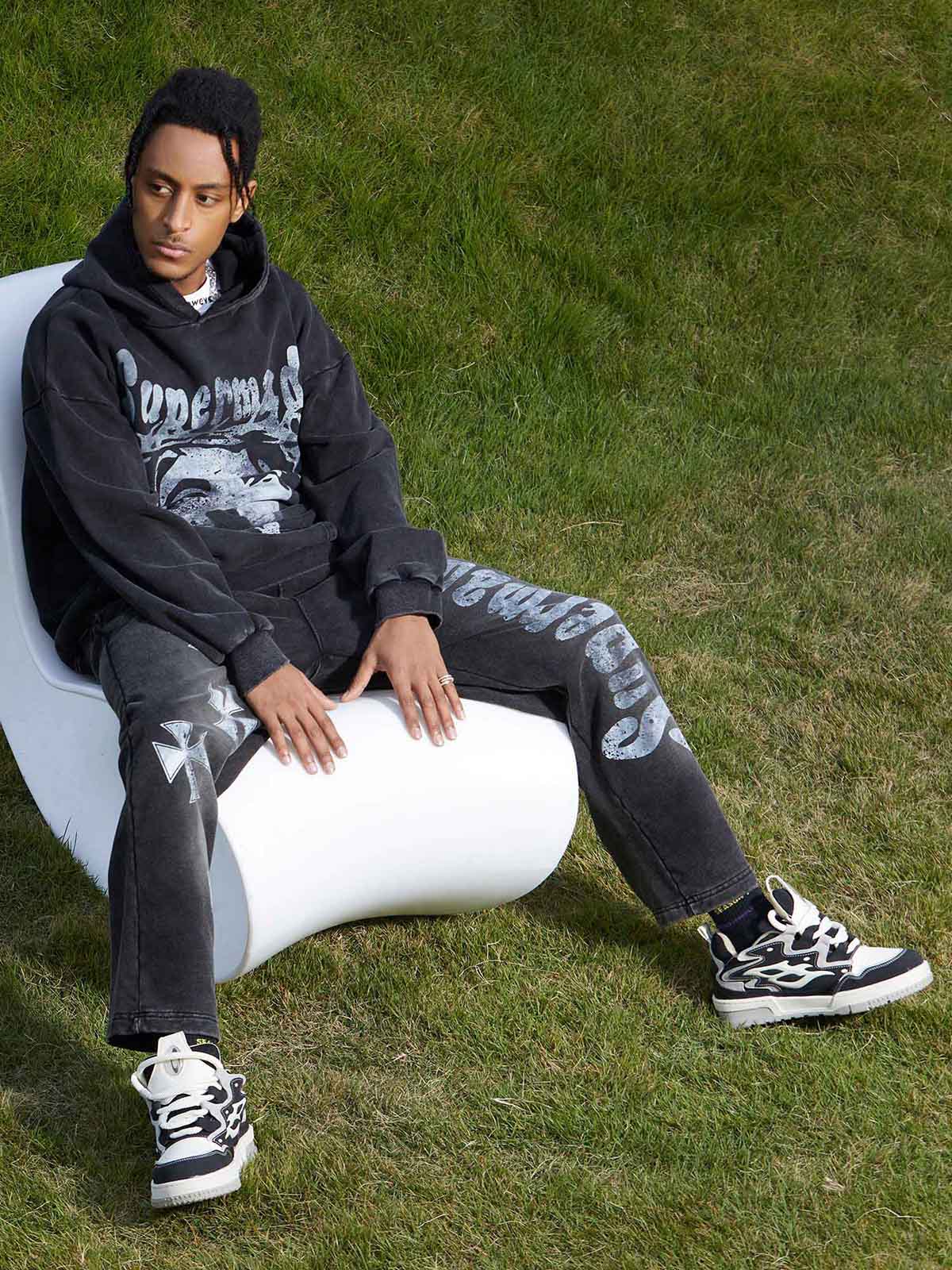 Theprecipice Heavy Washed Jesus Graphic Hoodie - 1973