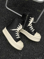 Rubber Sole High-Top Side Zipper Platform Sneakers - 2273