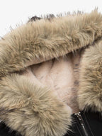 Faux Fur Lined Zip Up Winter Hooded Bomber Jacket - 2560