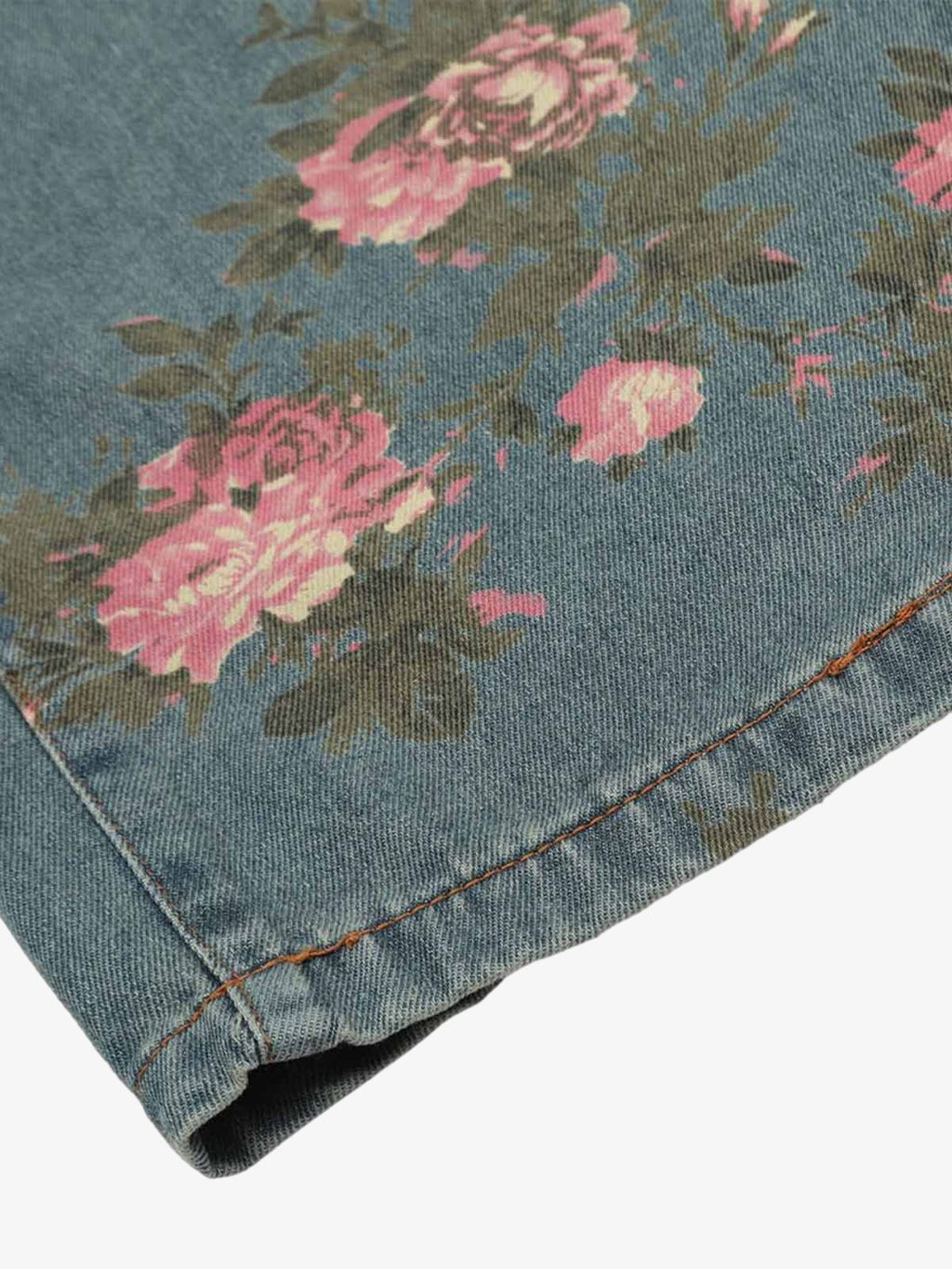 Theprecipice Floral Print Straight Jeans - 2409