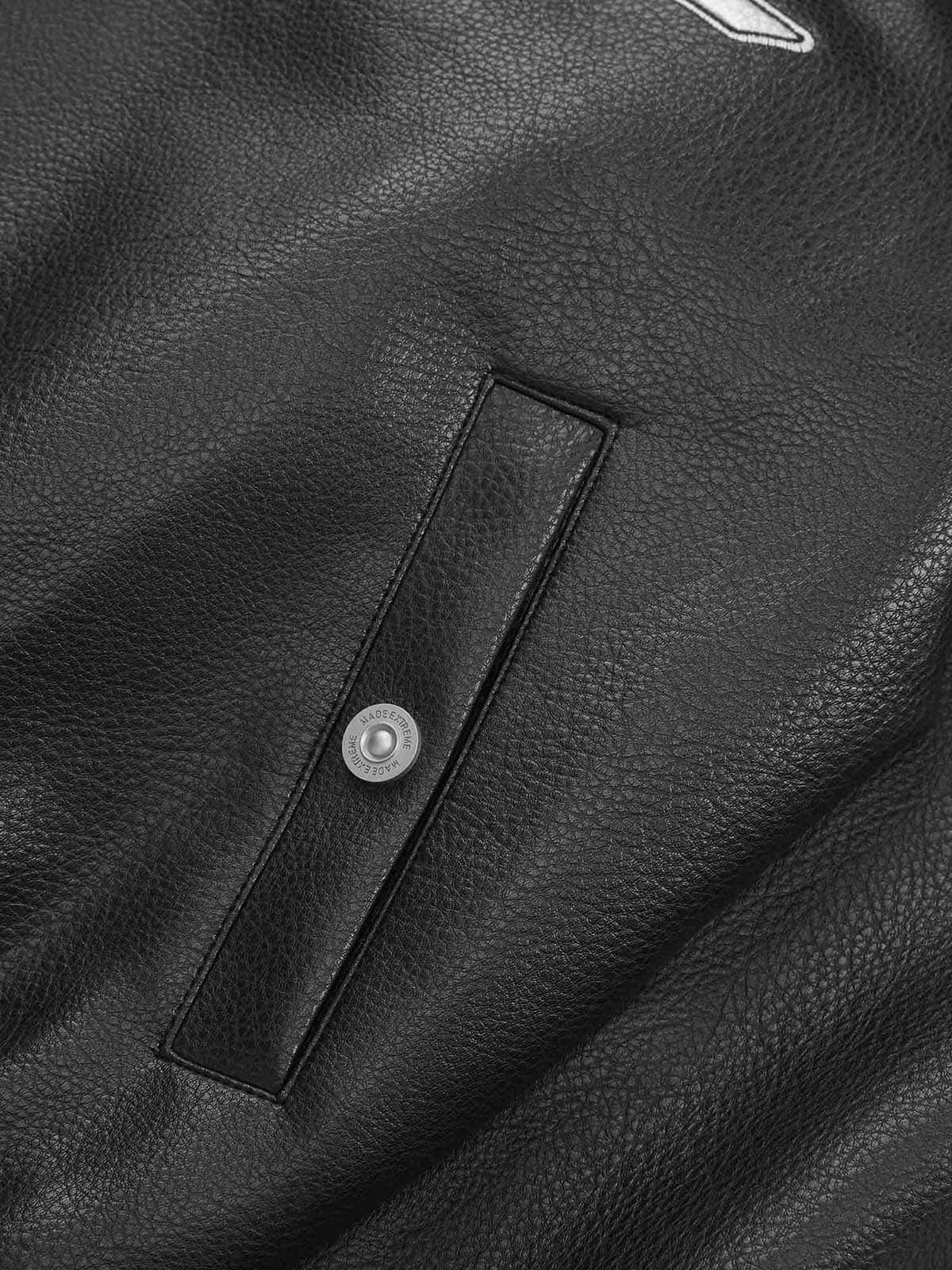 Faux Leather Vintage Street Black Air Jacket - 1821