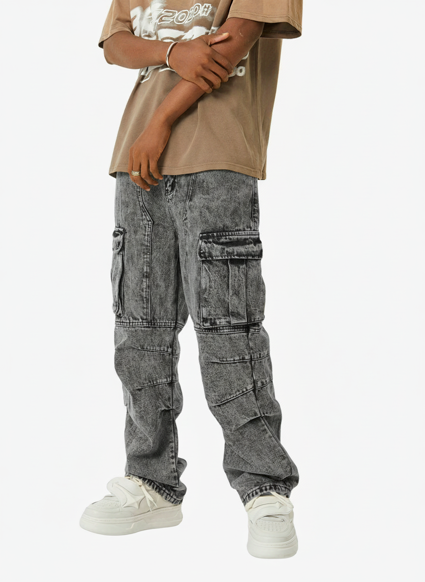 Theprecipice American Street Style Washed Distressed Work Jeans - 2354