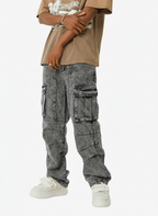 Theprecipice American Street Style Washed Distressed Work Jeans - 2354