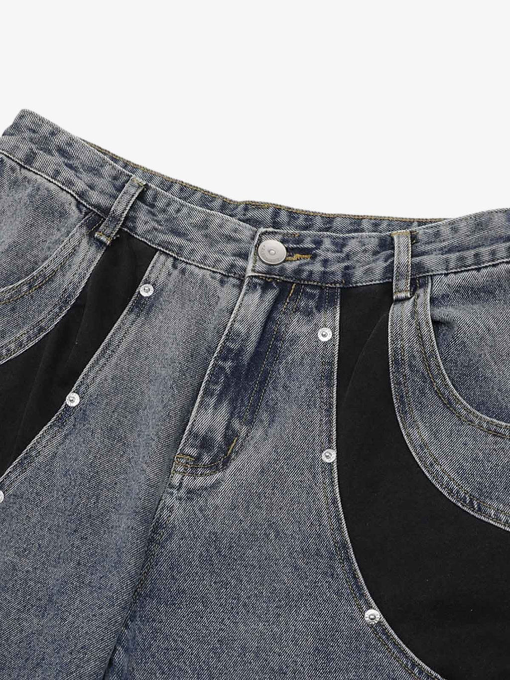 Deconstructed Patchwork Short-Sleeve Cropped Denim Set
