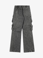 Theprecipice Street Stitching Multi-Pocket Workwear Washed Jeans - 2209