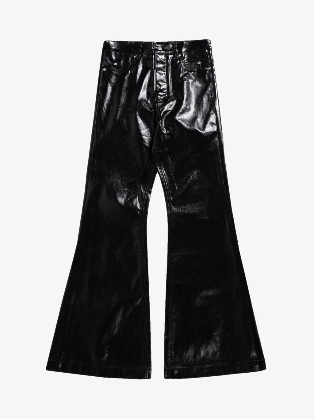 Theprecipice Glossy Patent Leather Flare Pants - 2396
