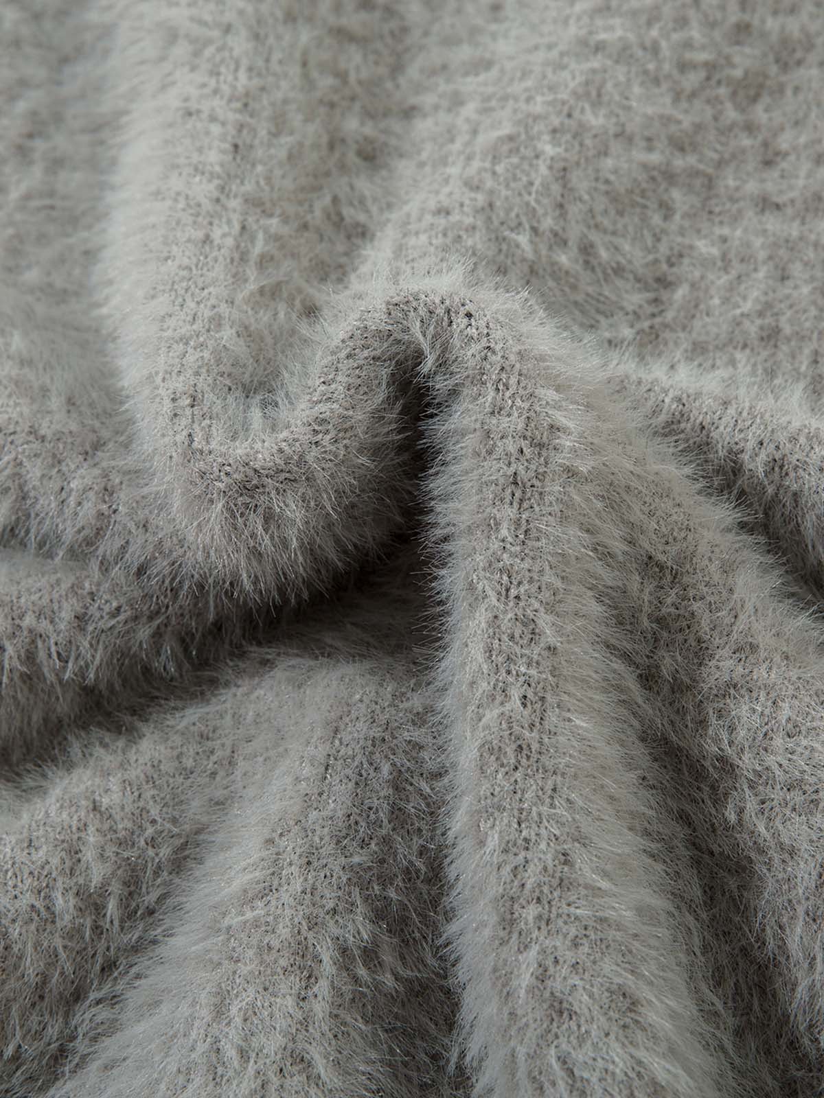 Theprecipice Lightning Graphic Imitation Mink Fur Zip Up Sweater