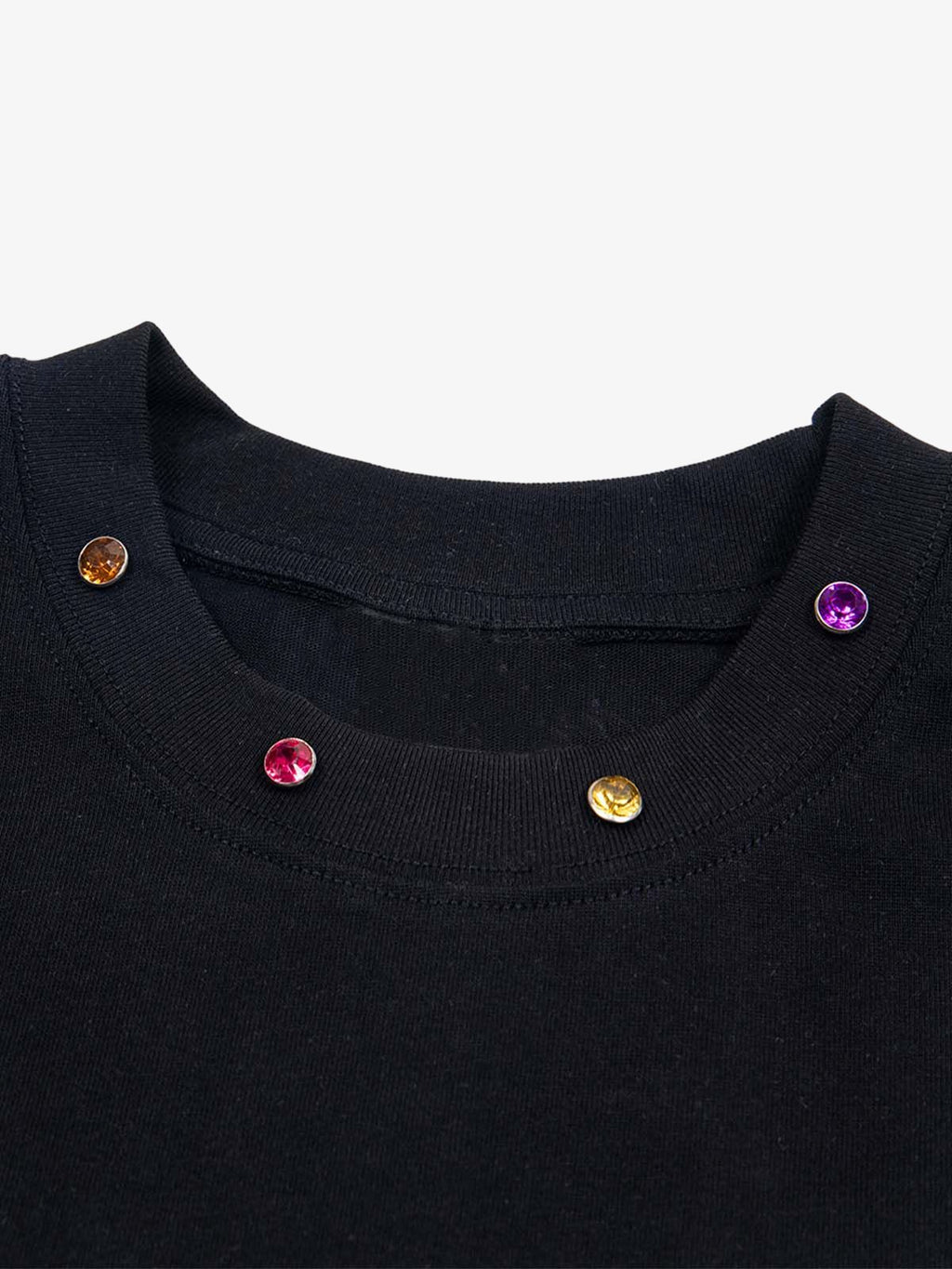 Street Retro MOOD Patch Embroidered Rivet T-shirt - 2440