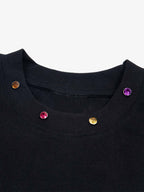 Street Retro MOOD Patch Embroidered Rivet T-shirt - 2440