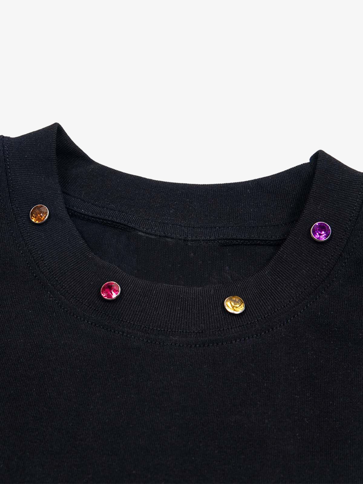 Street Retro MOOD Patch Embroidered Rivet T-shirt - 2440