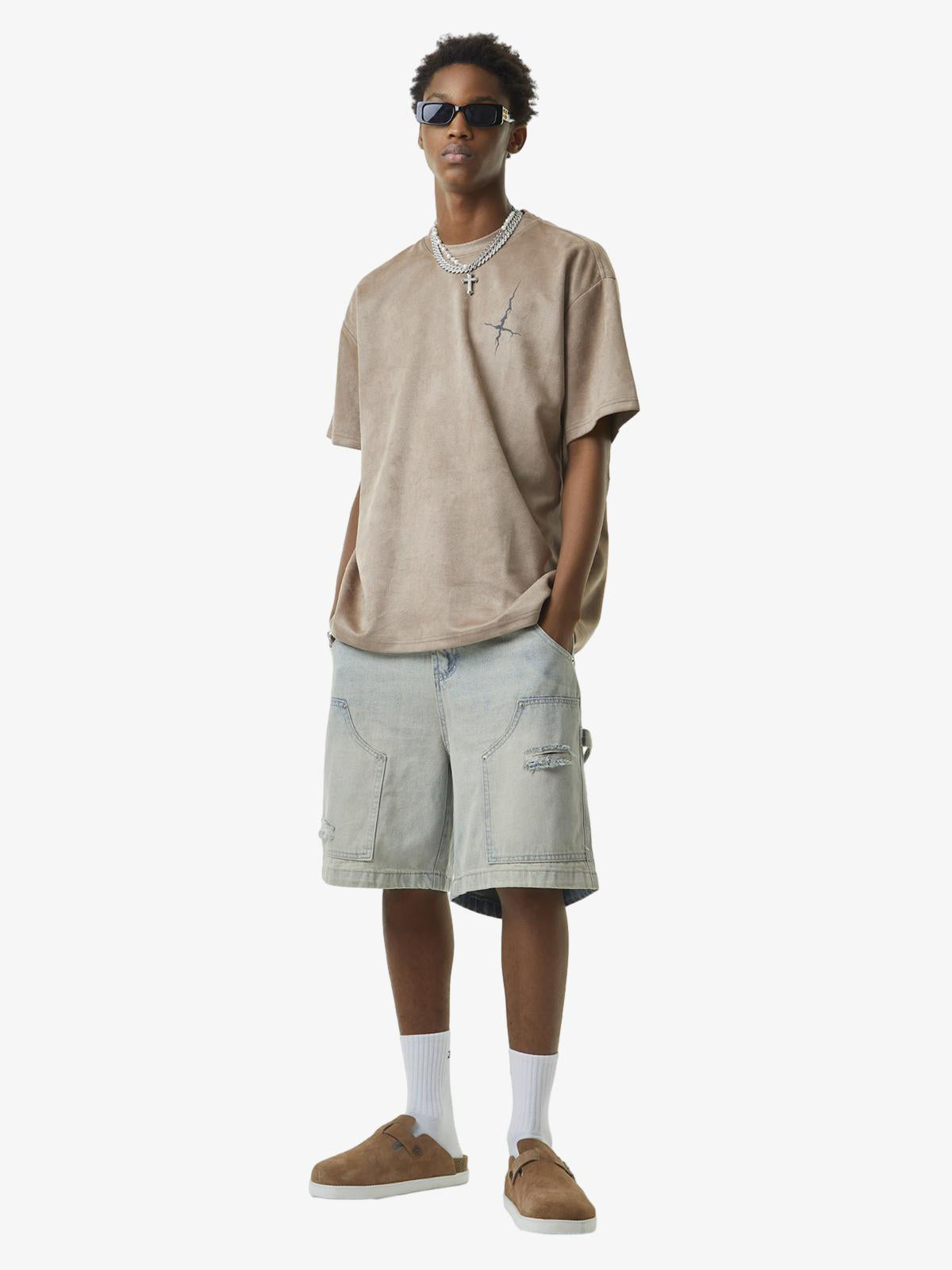 Theprecipice Retro Washed Hip-Hop Shorts