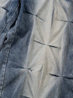 Distressed Washed Pleated Jeans