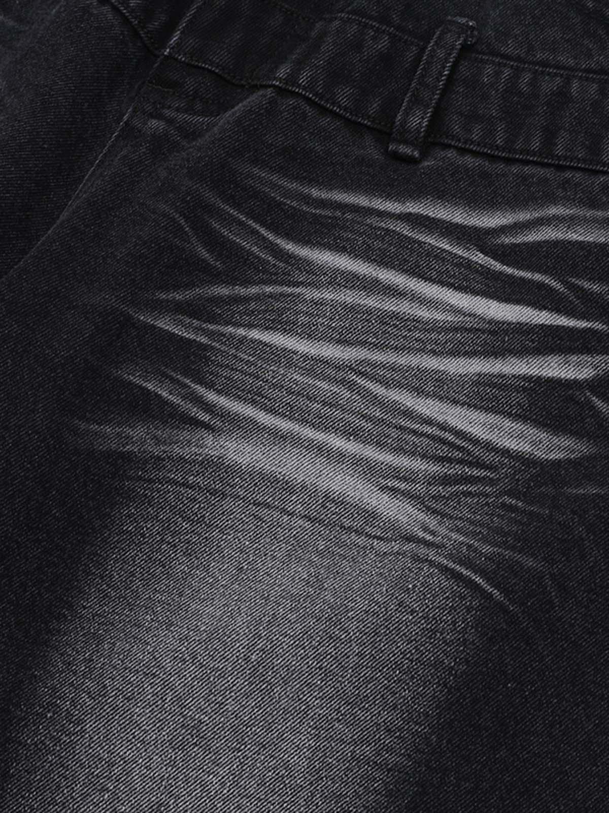 Theprecipice Old Washed Double Waistband Design Denim Jorts