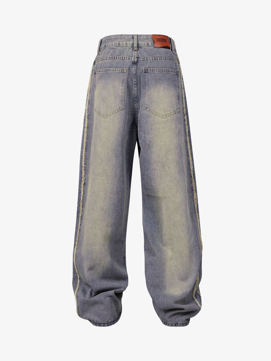 Theprecipice Washed Distressed Raw Edge Baggy Jeans - 2271