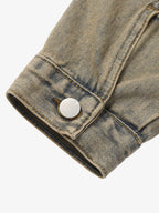 Washed Vintage Letter Print Denim Jacket