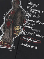 Oversized Graphic Cartoon Letter Print Short-Sleeve Shirt