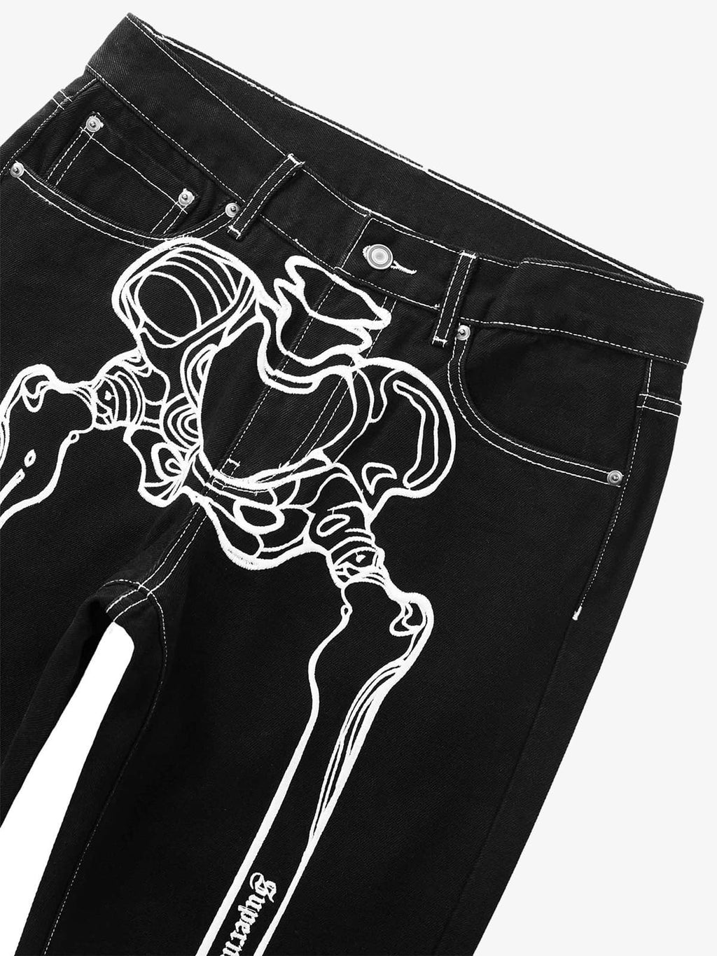 Theprecipice Hip Hop Bones Embroidered Jeans - 1859