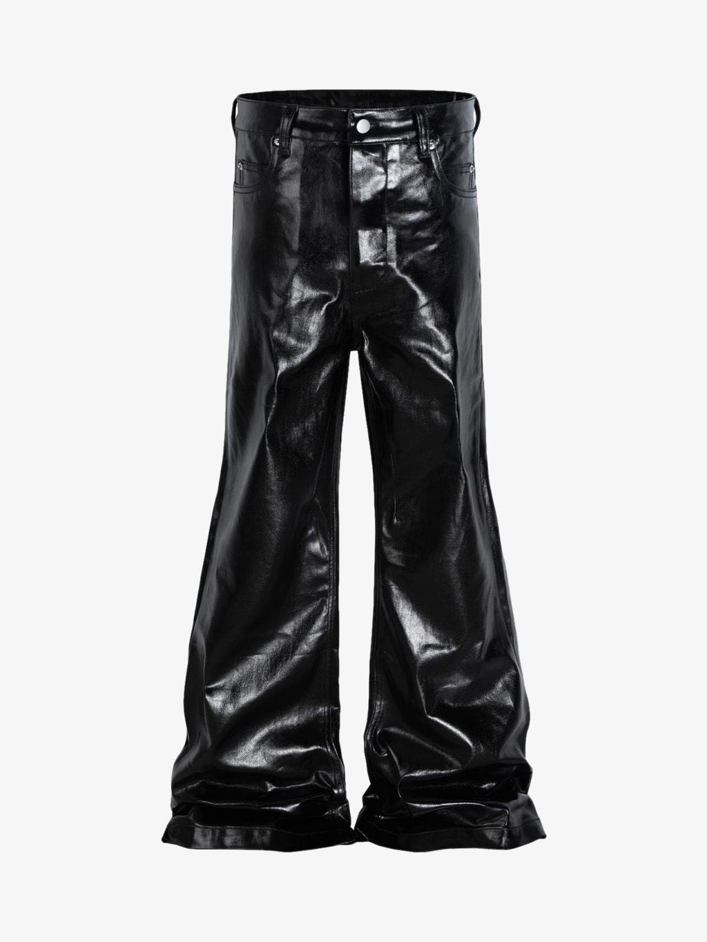 Theprecipice Glossy Patent Leather Flare Pants - 2396