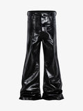 Theprecipice Glossy Patent Leather Flare Pants - 2396